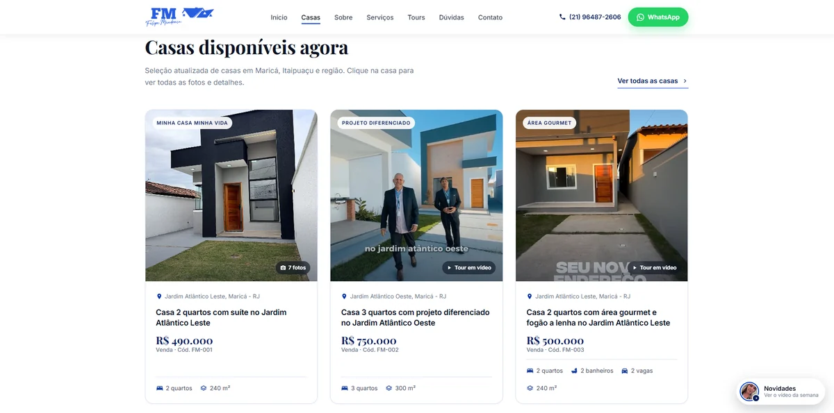 Site da FM Consultoria Imobiliária