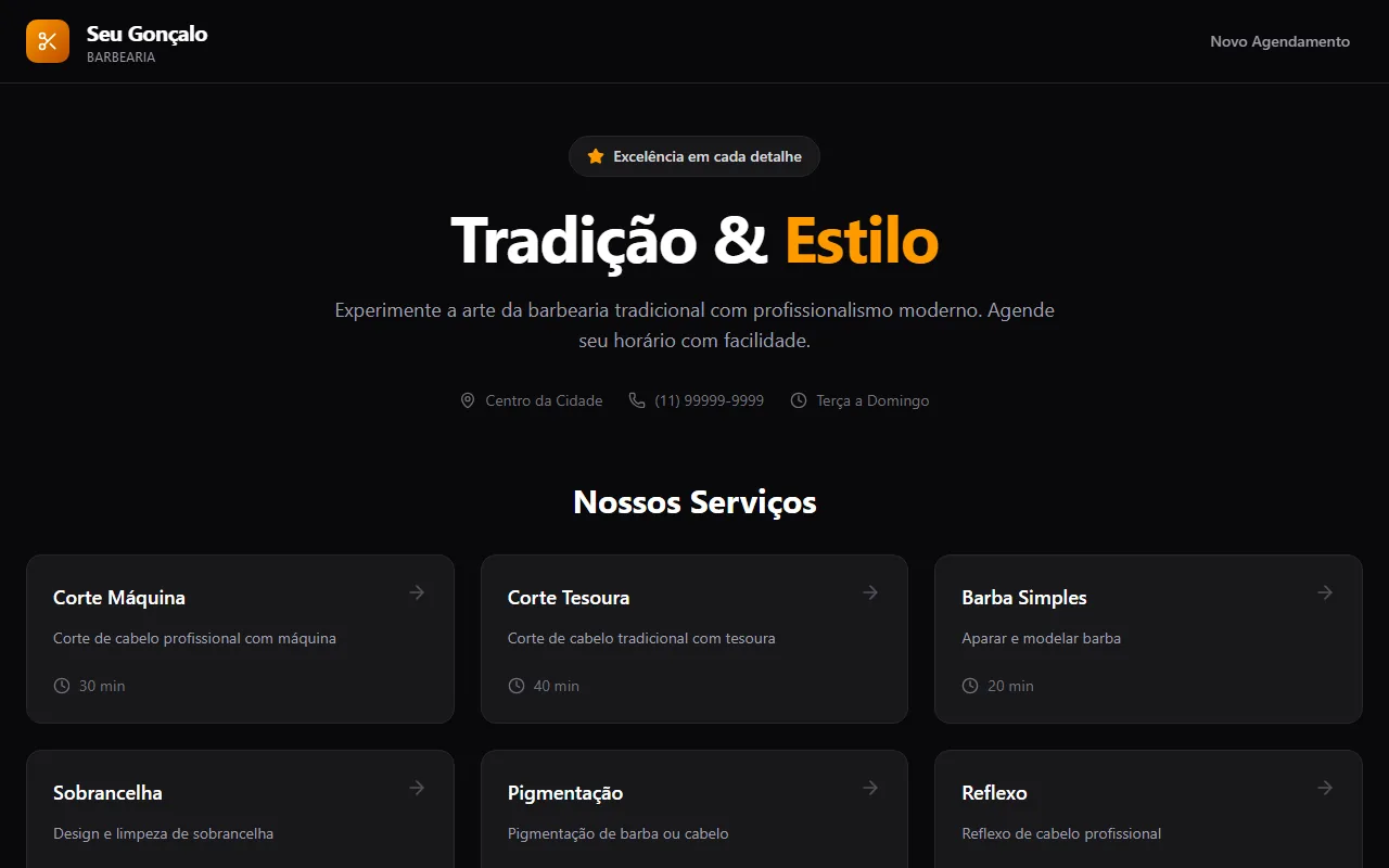 Seu Gonçalo, site da barbearia